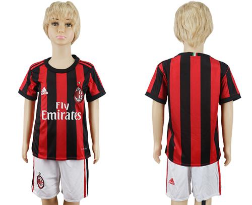 AC Milan Blank Home Kid Soccer Club Jersey - Click Image to Close